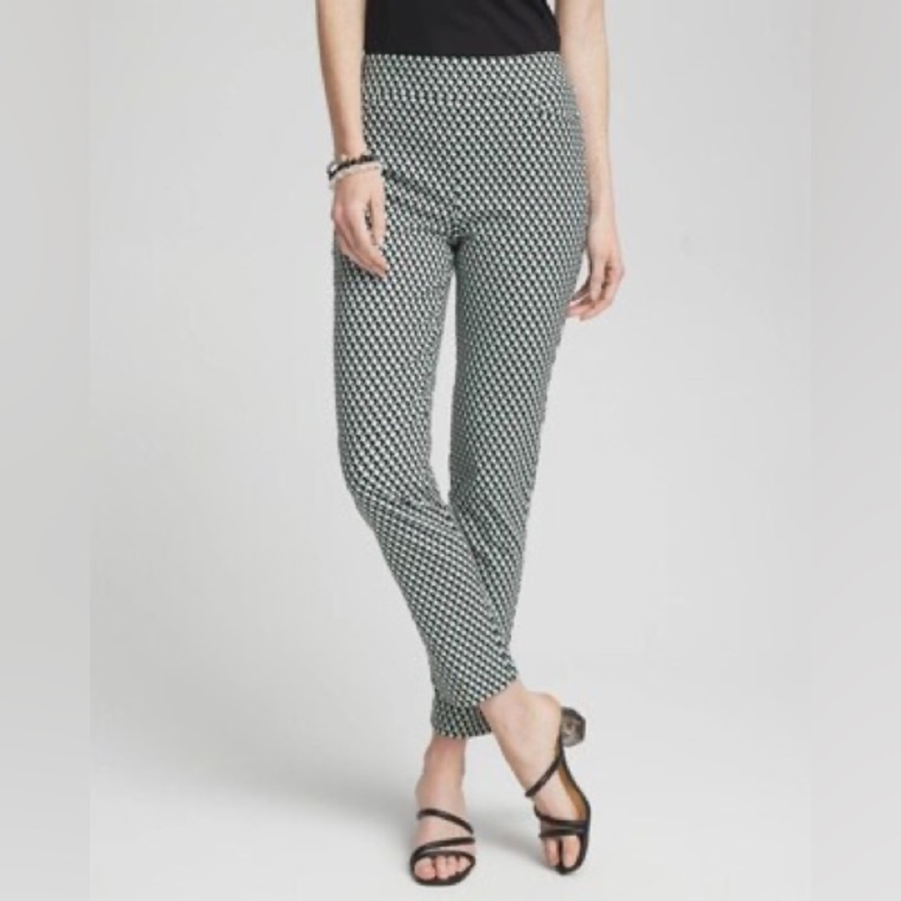 Chico’s Brigitte Dot Grid So Slimming Ankle Pants Size 16 Polished Professional